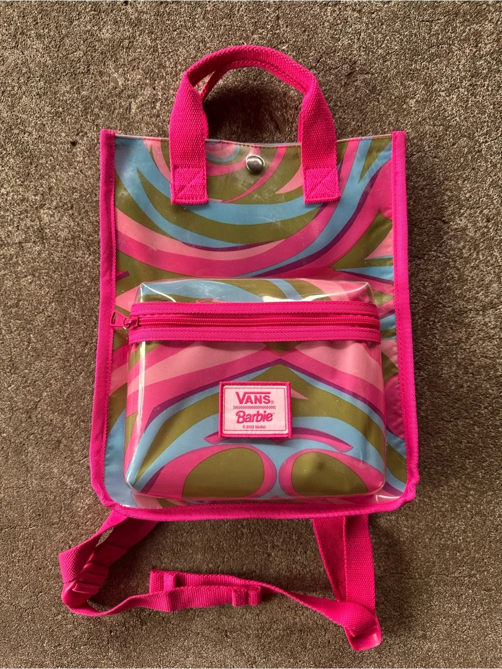 Vans x Barbie Pink Multicolor Swirl Mini Clear Backpack